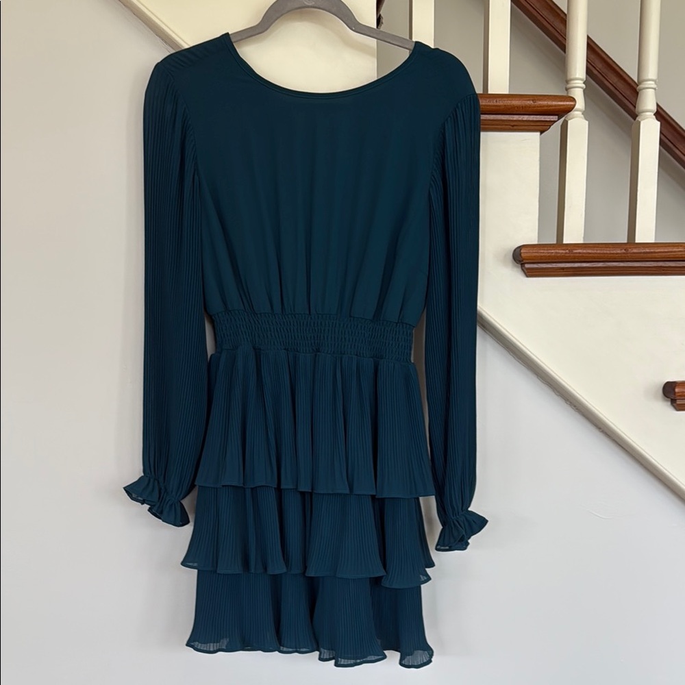 Elegant Teal Long Sleeve Dress